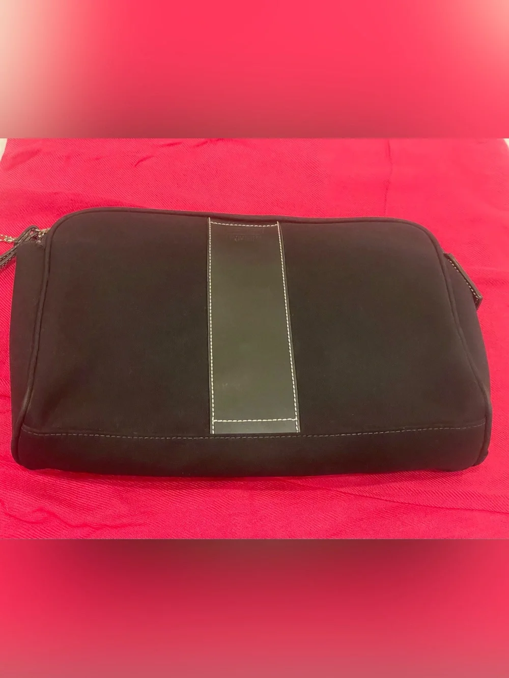 Coach Black Nylon Leather Trim Travel Cosmetic Case Toiletry Bag